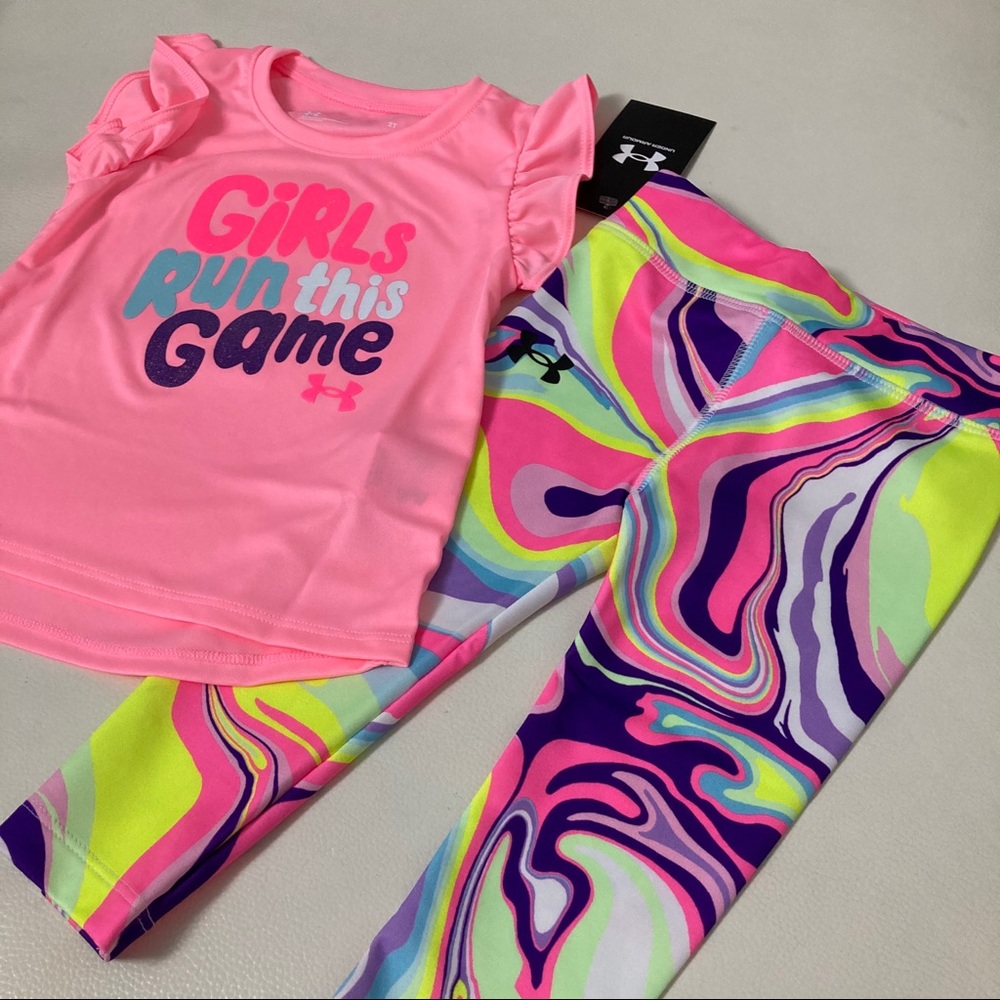 Under Armour cute pink neon leggings set 1002 - Picture 4 of 6